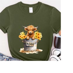 cute highland cow shirt,highland cow sweatshirt,country girl shirts,farm life shirts,cute cowgirl shirt,floral cow in th