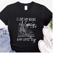 i like my books spicy and my coffee icy skeleton shirt, reading book shirt, bookish gift, book lover shirt, bookworm hoo