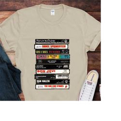 rock cassettes tape printed t-shirt, rock bands shirt, unisex 80s  sweatshirt, vintage feel shirt, graphic t-shirt