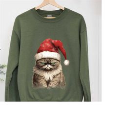grumpy christmas cat sweatshirt ,crazy cat lady sweatshirt ,funny cat sweatshirt, funny cat shirt, christmas cat sweater