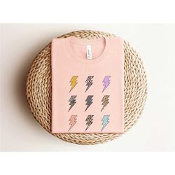 lightning bolt shirt, lightning bolt grid shirt, leopard zebra cheetah print shirt, gifts for women, retro graphic shirt