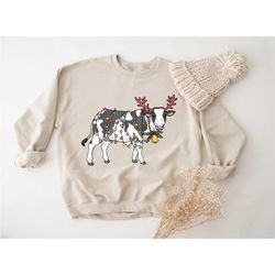 cute cow christmas sweatshirt, 2023 merry christmas sweat, merry christmoos, 2023 happy new year, christmas sweatshirt,