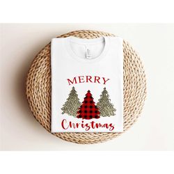 ladies merry christmas shirt, women christmas gift, leopard christmas tree, women's holiday gift, cute christmas shirt,