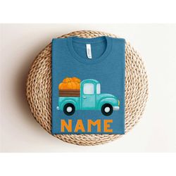 boys personalized fall shirt, custom fall truck shirt, toddler boys pumpkin patch shirt, kids name shirt, fall shirt for