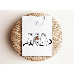 ghost cat halloween shirt, halloween cat shirt, cat lover shirt, black cat shirt, spooky season shirt, halloween ghost s