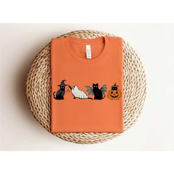 ghost cat halloween shirt, black cat halloween shirt, halloween pumpkin shirt, halloween cat lover shirt, spooky season