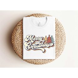 vintage merry christmas shirt, merry christmas shirt, christmas family shirt, 70s style merry christmas, christmas gift,