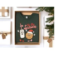 tis the season christmas shirt cookie and milk