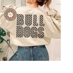 checkered bulldogs svg, retro bulldogs png, spirit shirt