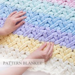 Finger knit blanket pattern, Alize Puffy Pattern, Blanket Pattern Download, Heavy braid pattern