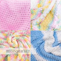 SET 3 Beginners Loop Yarn Blanket Pattern, Alize Puffy Blanket Pattern PDF, Finger Knit Pattern