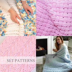 Set of favourite patterns 1, Loop Yarn Blanket Patterns PDF, Do It Yourself, Alize Puffy Pattern, Finger Knit Pattern