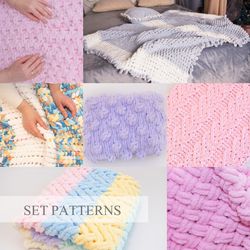 Set of favourite patterns 4, Loop Yarn Blanket Patterns, Do It Yourself, Alize Puffy Pattern, Finger Knit Pattern