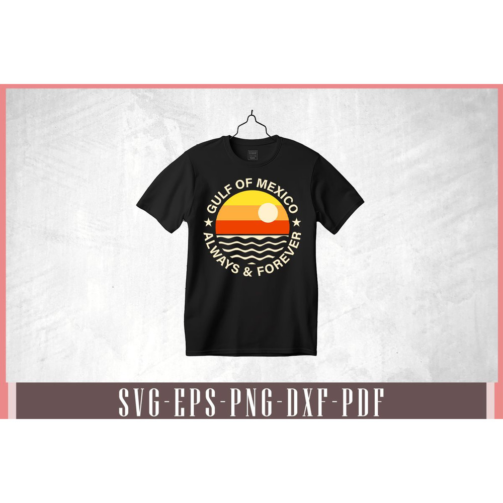 Gulf Of Mexico Always Forever Vintage Sunset Retro Svg Design 1