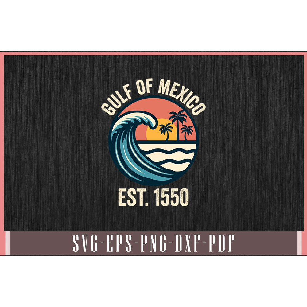 Gulf Of Mexico Est 1550 Retro Vintage Beach Svg Design 0