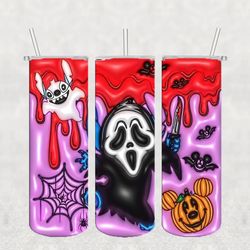 ghost face tumbler png, 3d halloween tumbler, straight design 20oz skinny tumbler png, instant download