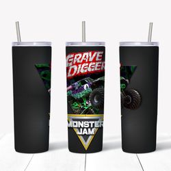 grave digger monster truck tumbler png, tumbler wrap, straight design 20oz skinny tumbler png, png file download