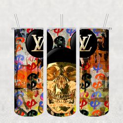 louis vuitton skull tumbler png, lv tumbler logo brand design, design 20oz skinny tumbler png, instant download