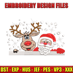 santa claus with reindeer - santa christmas machine embroidery design, santa embroidery, embroidery instant download