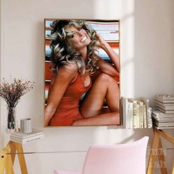 farrah fawcett red swimsuit poster - iconic 1976 vintage print