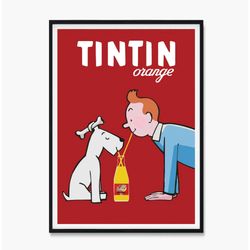 vibrant tintin orange poster: vintage wall art & soda print