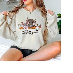 it's fall y'all sweatshirt, fall barn animals sweater,