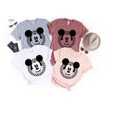 disney mickey mouse checkerboard circle t-shirt, mickey checkered