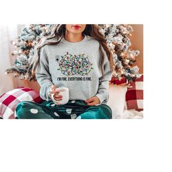 i'm fine everything is fine sweatshirt, christmas sweatshirt,