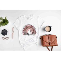 rainbow teacher shirt, teach love inspire motivate lead