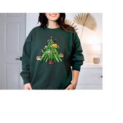 cats on christmas tree sweatshirt | grumpy xmas
