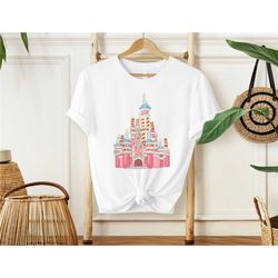walt disney world cake castle unisex t-shirt, disney birthday shirt, cinderella pink castle, disney castle cake, vintage