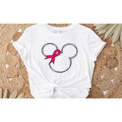 hope for a cure breast cancer awareness, pink ribbon mickey head shirt, cancer awareness disney gifts, warrior shirt, ca