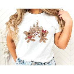 mickey and minnie gingerbread castle shirt, disney gingerbread castle shirt, disney christmas castle shirt, disneyland