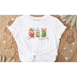 winter coffee shirt, cute christmas sweatshirt, coffee lover tee shirt, christmas hot cocoa drink cup sweater, christmas