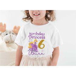 custom rapunzel tangled birthday princess shirt, personalized rapunzel shirt, custom name and age shirt, rapunzel prince