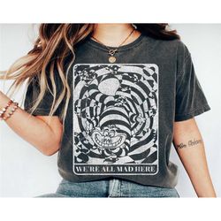 cheshire cat shirt, we're all mad here shirt, alice in wonderland t-shirt, disney cat shirt, family matching tee gift id