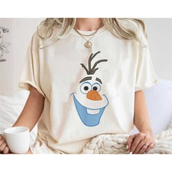 olaf big face cartoon shirt, frozen t-shirt, disney family vacation, disneyland trip