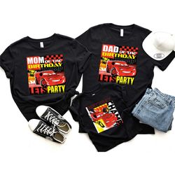 custom birthday champ shirts, personalized cars lightning mcqueen shirts, mom dad and me t-shirts, family matching tees