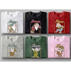 custom vintage the seven dwarfs y2k style shirts, dopey, sleepy, grumpy, happy, doc shirts, disney characters, disney gr
