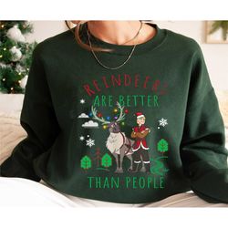kristoff & sven christmas shirt, reindeers are better than people t-shirt, frozen tee, very merry christmas, disney xma
