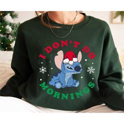 stitch i don't do mornings shirt, lilo & stitch christmas tee, very merry christmas, disney xmas holiday season, disneyl