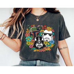 vintage star wars shirt, star wars floral t-shirt, darth vader, stormtrooper, boba fett shirt, family vacation, disneyla