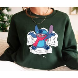 stitch snow angel portrait shirt, lilo & stitch t-shirt, stitch christmas tee, disney xmas outfit, family vacation, disn