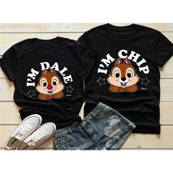 custom chip n dale i'm dale i'm chip shirts, chip and dale, double trouble t-shirts, rescue rangers tees, disney couple