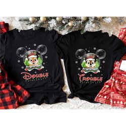 custom chip n dale christmas shirts, double trouble t-shirts, rescue rangers tees, disney couple matching tees