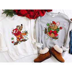 custom jaq and gus xmas light shirts, cinderella christmas t-shirt, double trouble, couple matching shirts, disney coupl