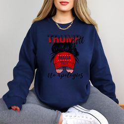 trump girl 2024 no apologies sweater,i make no apologies messy bun shirt,trump 2024 election shirt,funny republican shir