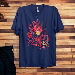 alastor smile shirt merch, hazbin hotel shirt, angel dust fan art | alastor smile tshirt | in 3 colors