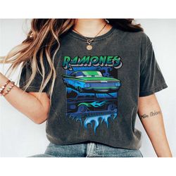 ramones big flames shirt, cars movie t-shirt, lightning mcqueen tee, disney cars tee, racer tshirt, disney vacation, dis