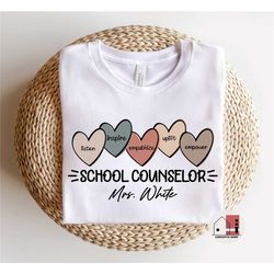 customized school counselor shirt, school counselor tee, counselor shirt, gift for school counselor, multi hearts school